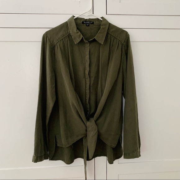 Velvet Heart Tops - Velvet Heart Tencel Green Long Sleeve Front Tie Size Large